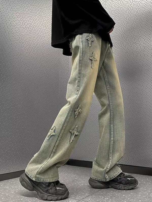 Vaqueros con aplicación de estrellas para hombre-4