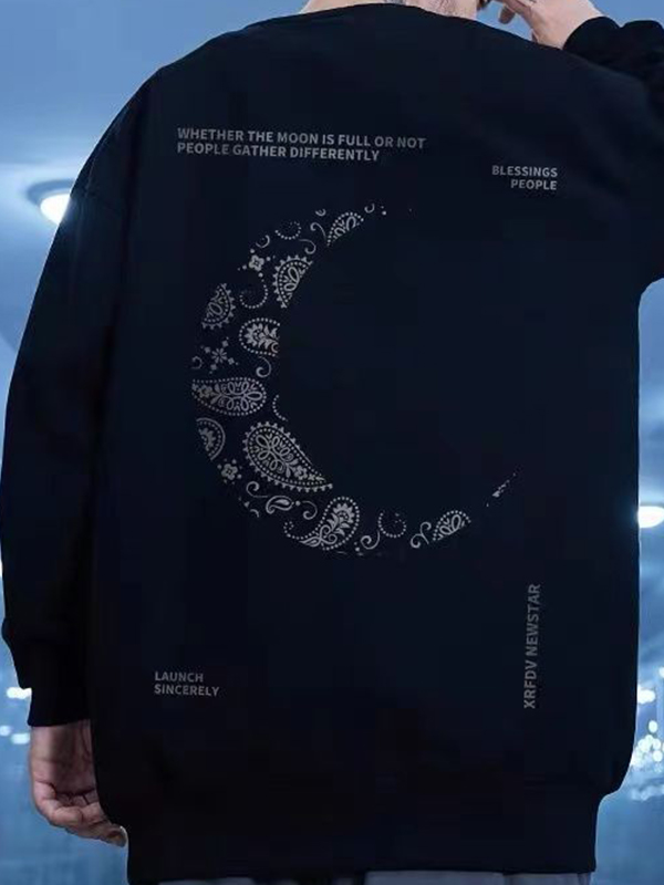 Sudadera con estampado de forma de luna para hombre-2