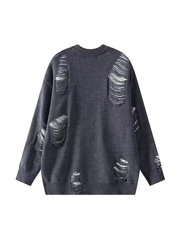 Suéter con diseño andrajoso de estrella deshilachada para hombre-1