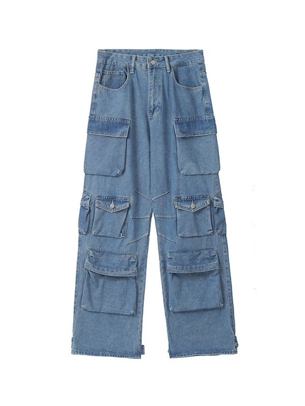 Vaqueros cargo con múltiples bolsillos Hip Pop para hombre-4