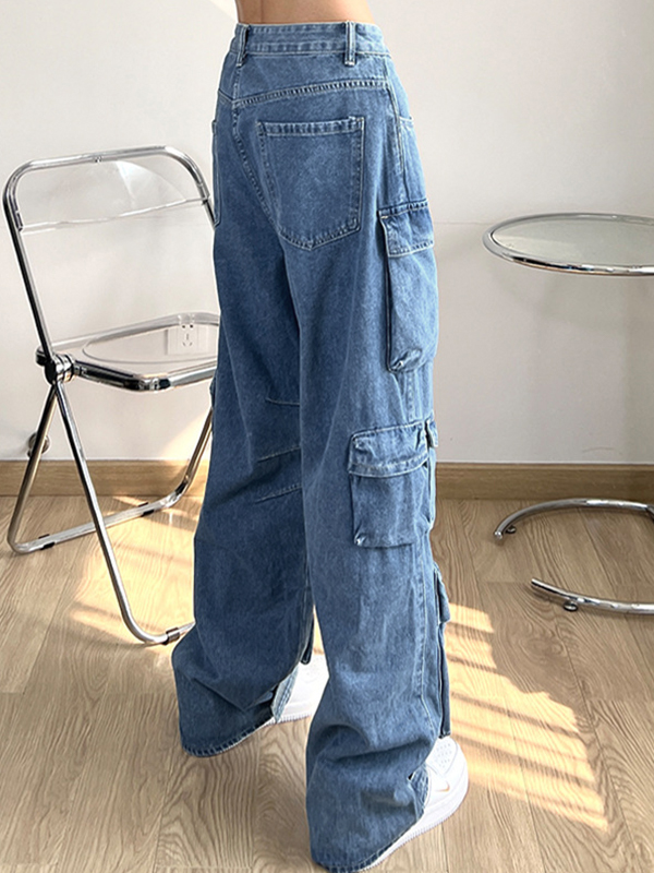 Vaqueros cargo con múltiples bolsillos Hip Pop para hombre-1