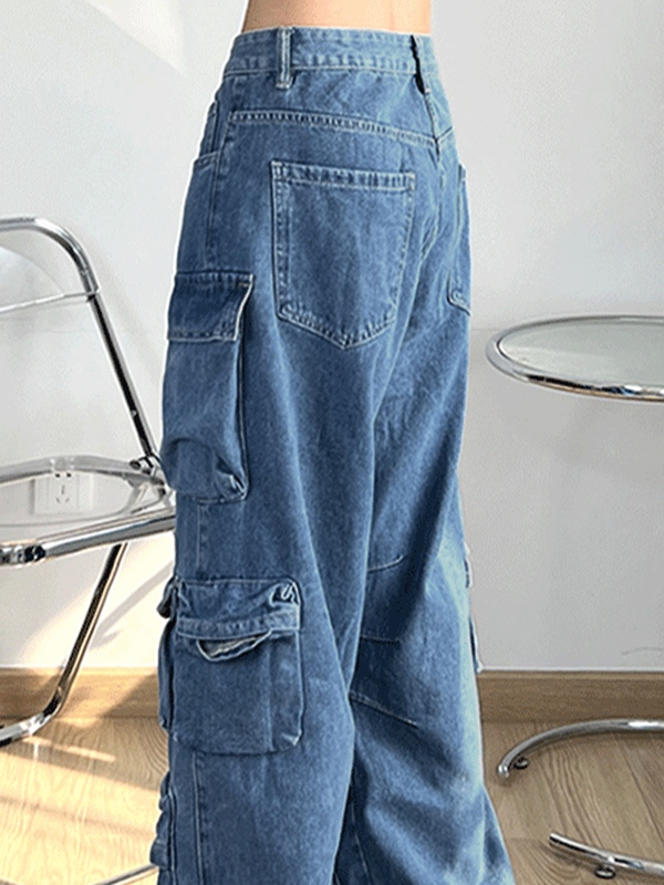 Vaqueros cargo con múltiples bolsillos Hip Pop para hombre-3