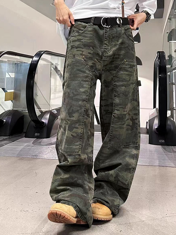 Vaqueros holgados con estampado de camuflaje para hombre-6