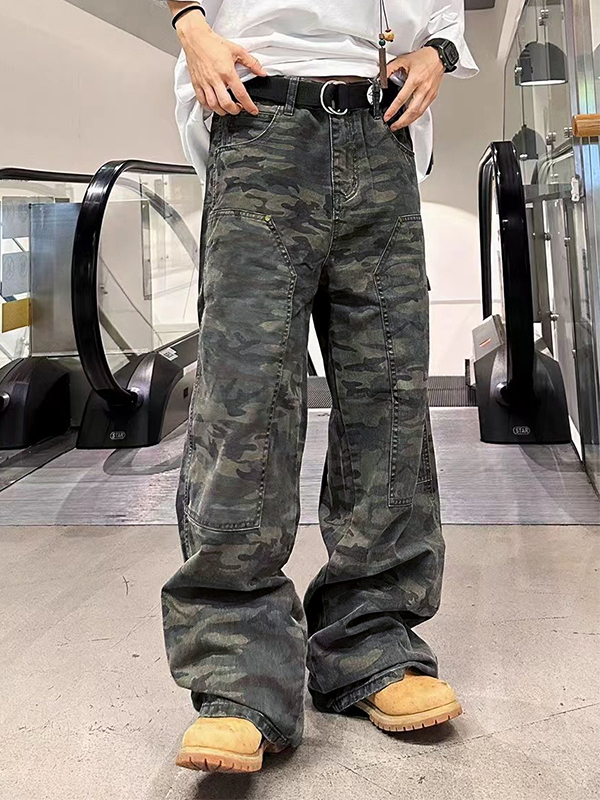 Vaqueros holgados con estampado de camuflaje para hombre-5
