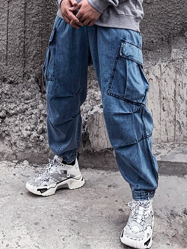 Jeans jogger cargo de ajuste holgado para hombre-3
