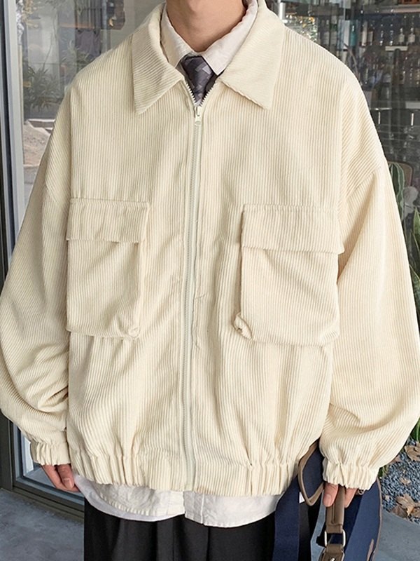 Chaqueta de pana con cremallera para hombre-1