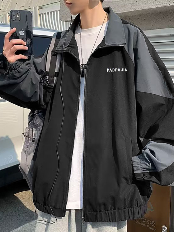 Chaqueta de hombre con cremallera en contraste-1