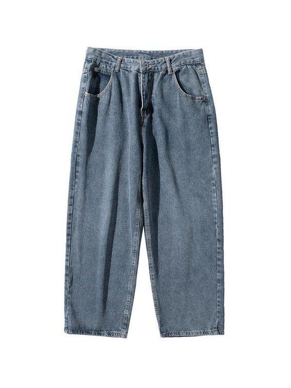 Jeans sueltos de mezclilla clásicos para hombre-4