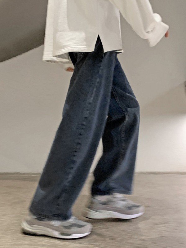 Jeans sueltos de mezclilla clásicos para hombre-1