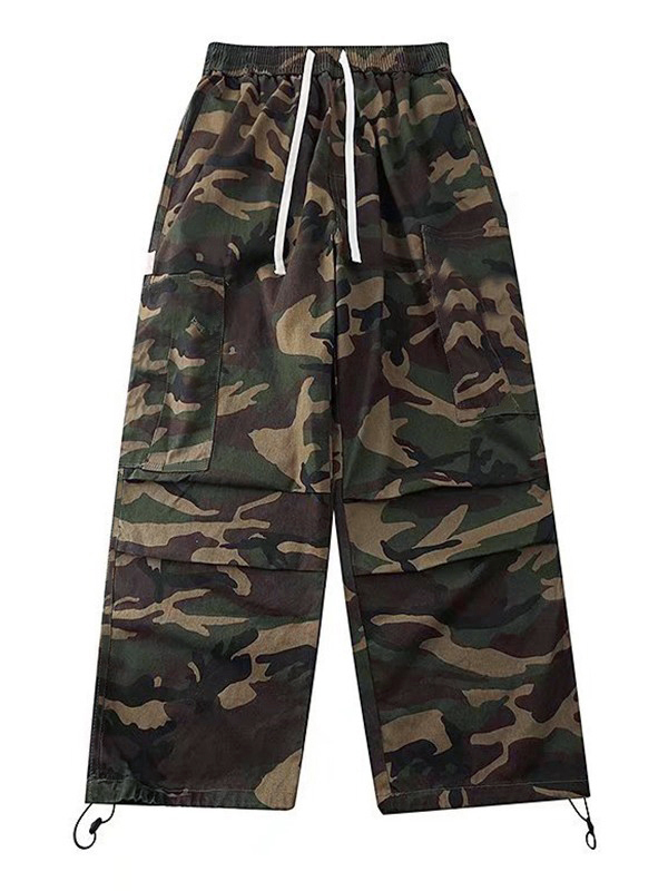 Pantalones cargo con bolsillo y estampado de camuflaje para hombre-5