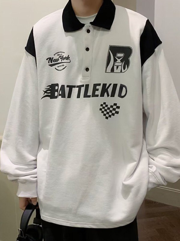 Sudadera de hombre con gráfico de carreras de patchwork-1