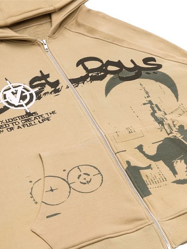 Sudadera con capucha extragrande con estampado de camello para hombre-1