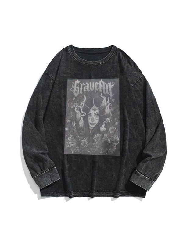 Sudadera con estampado de retrato desgastado para hombre-1