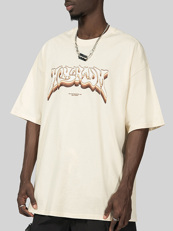 Camiseta de manga corta extragrande estampada para hombre-1