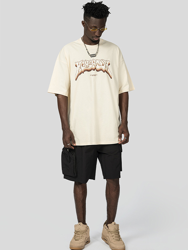 Camiseta de manga corta extragrande estampada para hombre-2