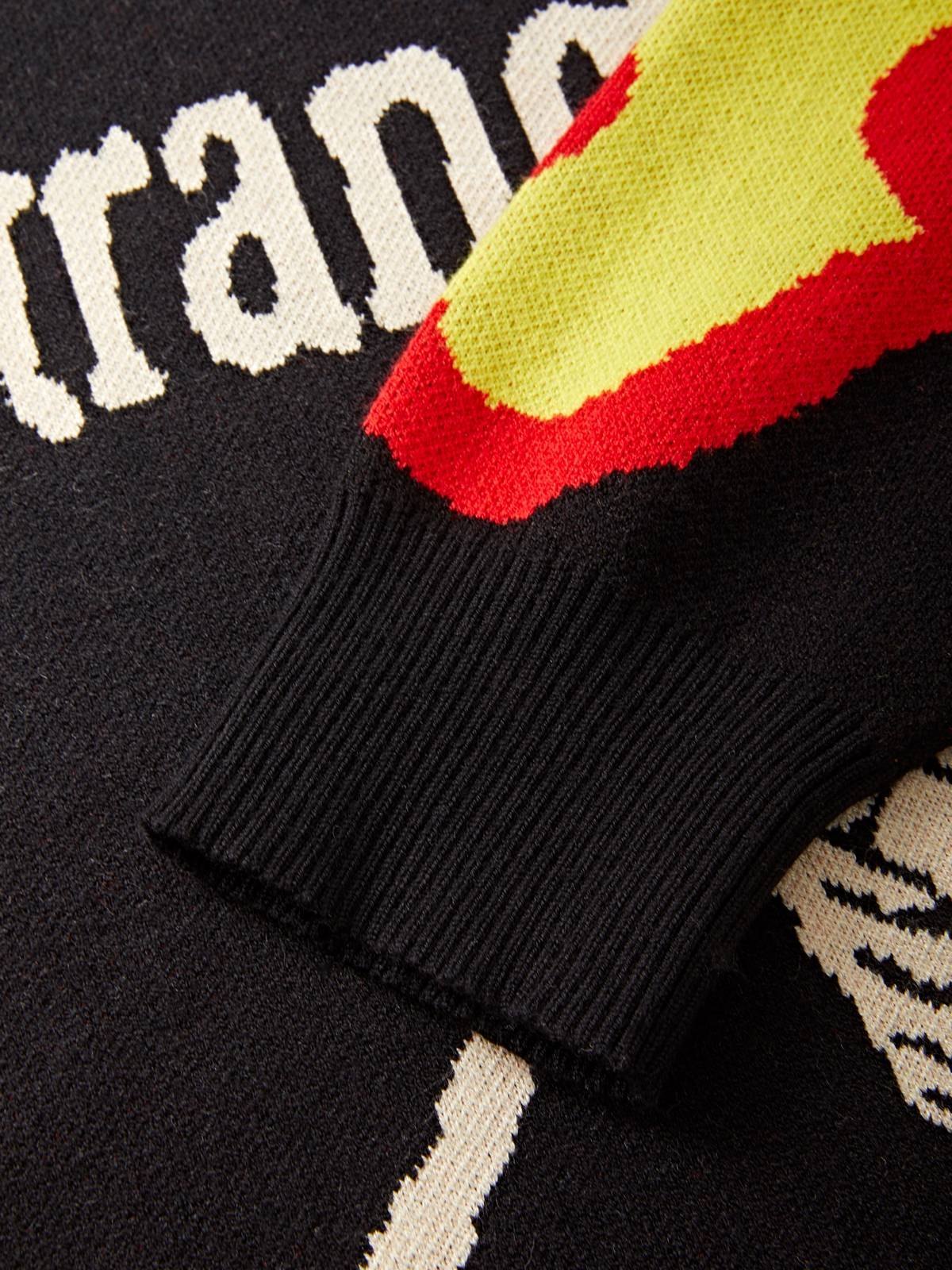 Jersey de hombre en punto jacquard con calavera de llamas-5