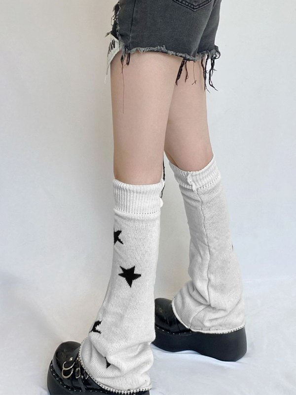 Calentador de piernas de punto jacquard con estrella inversa-3