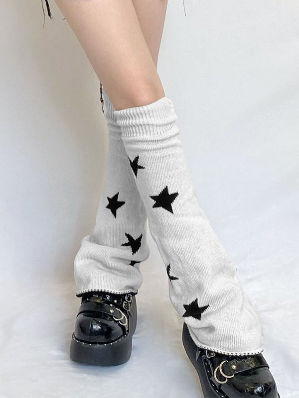 Calentador de piernas de punto jacquard con estrella inversa-1