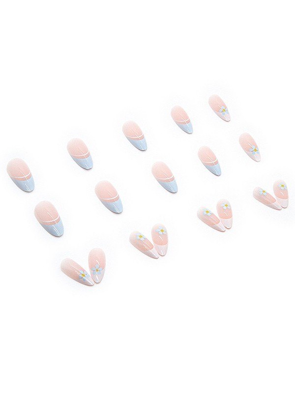 24 uñas bonitas con diseño floral.-2