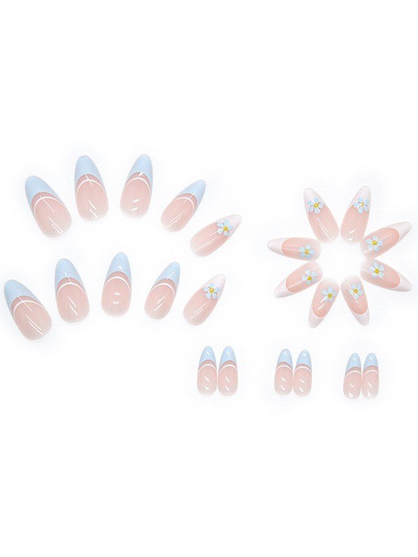 24 uñas bonitas con diseño floral.-1