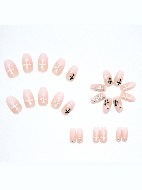 24 piezas de prensa de patrón cruzado en las uñas.-1