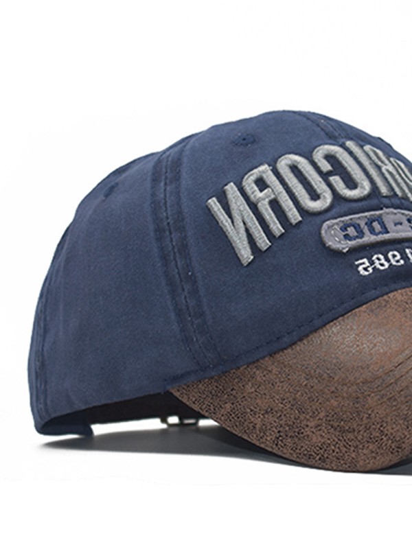 Gorra de béisbol bordada con paneles de cuero Pu-2