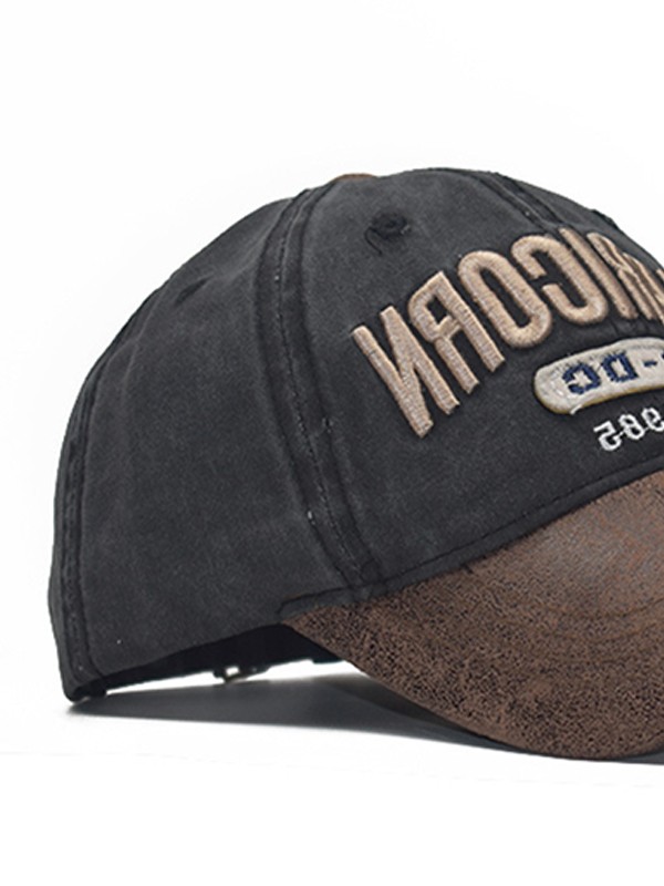 Gorra de béisbol bordada con paneles de cuero Pu-2
