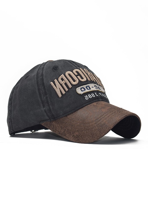 Gorra de béisbol bordada con paneles de cuero Pu-1