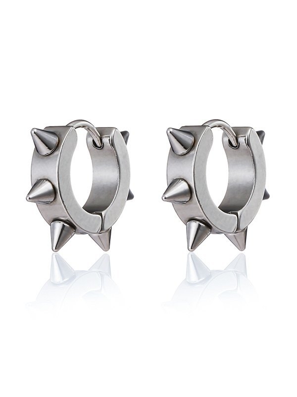 Pendientes de aro con remaches punk para hombre-3