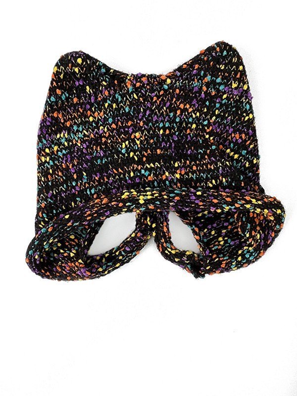 Gorro Beanie de gato tejido con tinte espacial-1