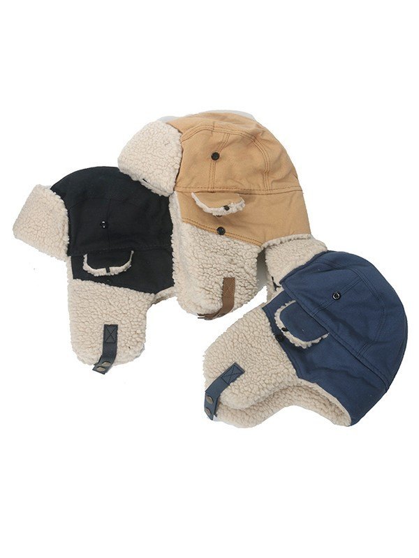 Gorro de aviador de forro polar cálido con paneles-2