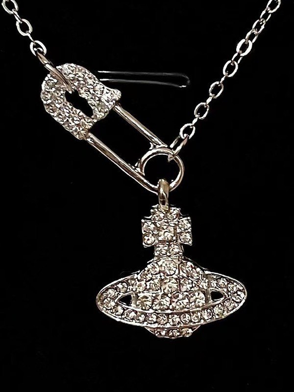 Collar Cosmos con imperdible de diamantes de imitación-3