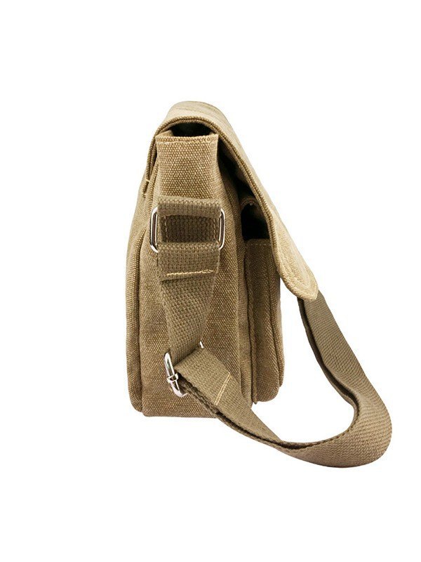 Bolso bandolera caqui de lona con dibujos animados-2