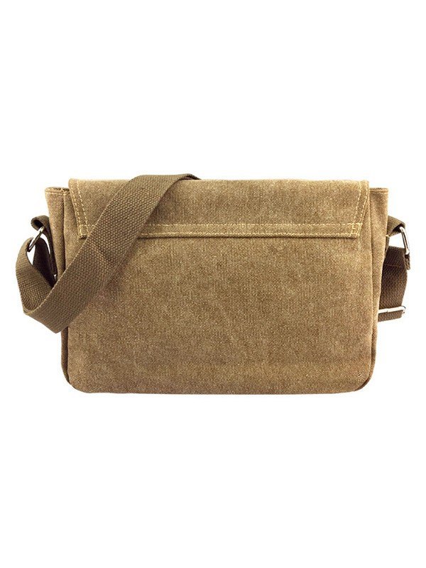 Bolso bandolera caqui de lona con dibujos animados-3