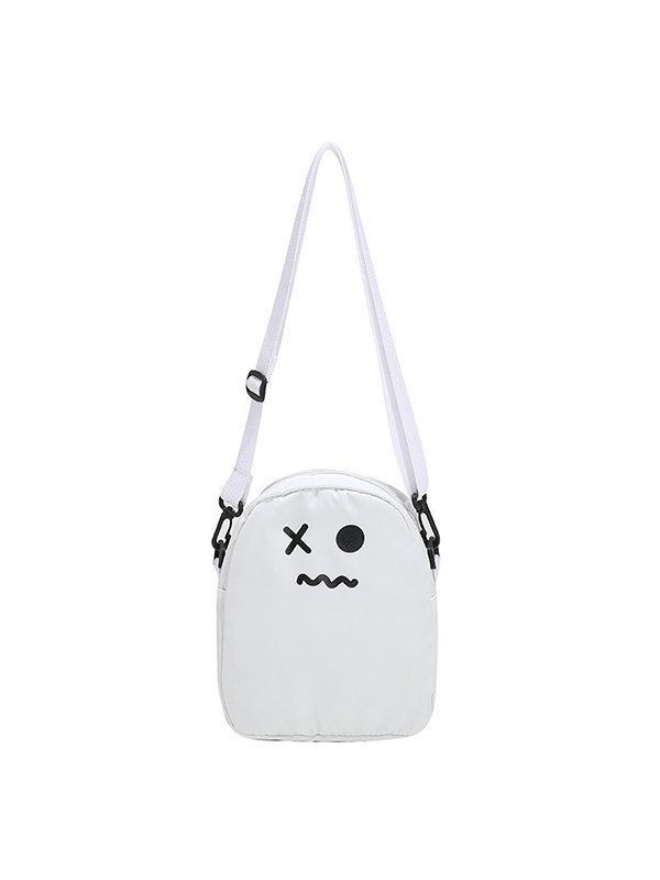Bolso bandolera blanco con cara de dibujos animados-4
