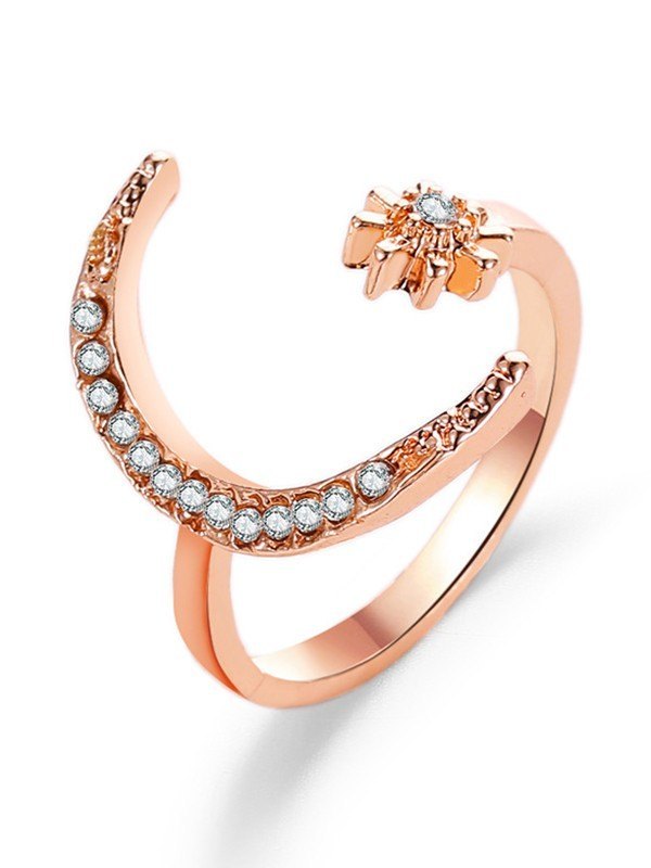 Anillo de puño de luna creciente con diamantes de imitación-1