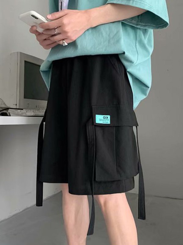 Pantalones cortos casuales de pierna recta para hombre-1