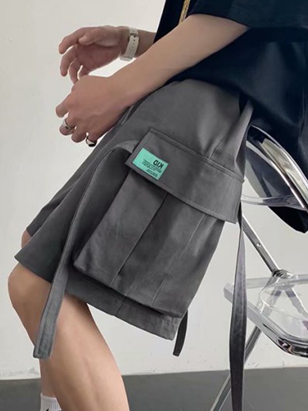Pantalones cortos casuales de pierna recta para hombre-3