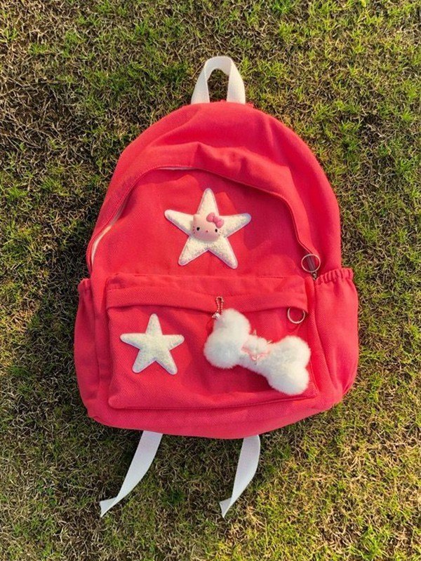 Mochila con adorno de estrella Fuzzy Bone-3