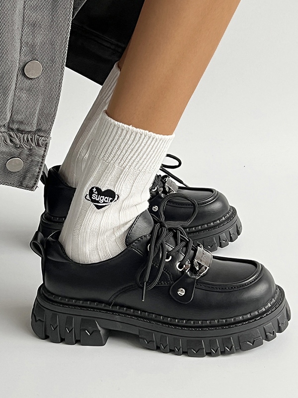 Zapatos Mary Jane con plataforma y cordones-3