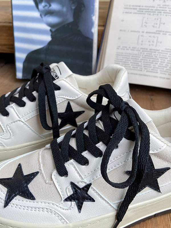 Zapatos Color Contraste Patchwork Estrellas-3